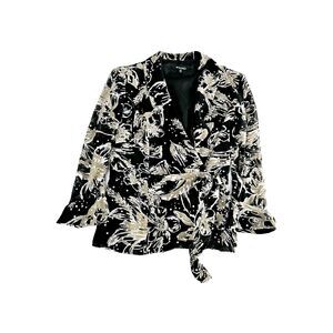Onyx Night Womens Blazer Multicolor Size Large 100% Polyester Button Tie Close